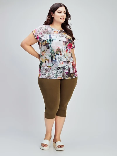 Skinny fitted knit pull-on capri