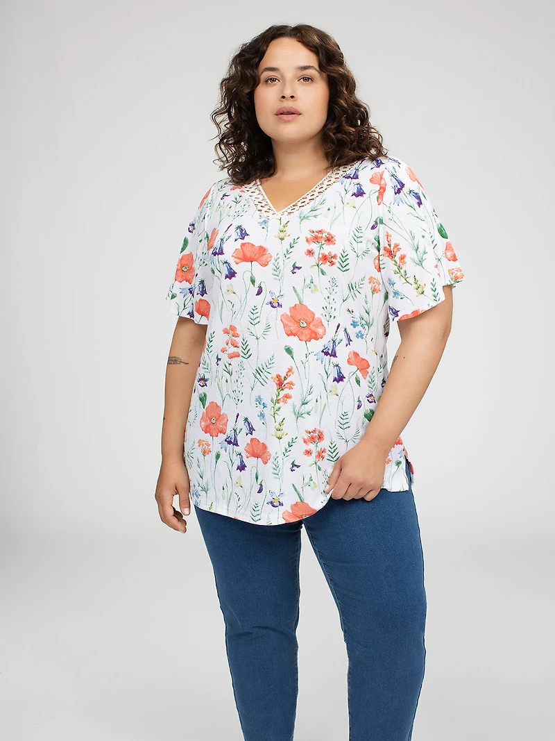 Short-sleeve semi-fitted tunic