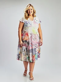 Flared midi knit dress