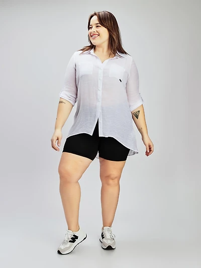 3/4-sleeve loose tunic with buttons
