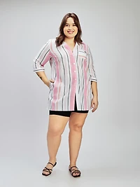 3/4-sleeve loose tunic with buttons