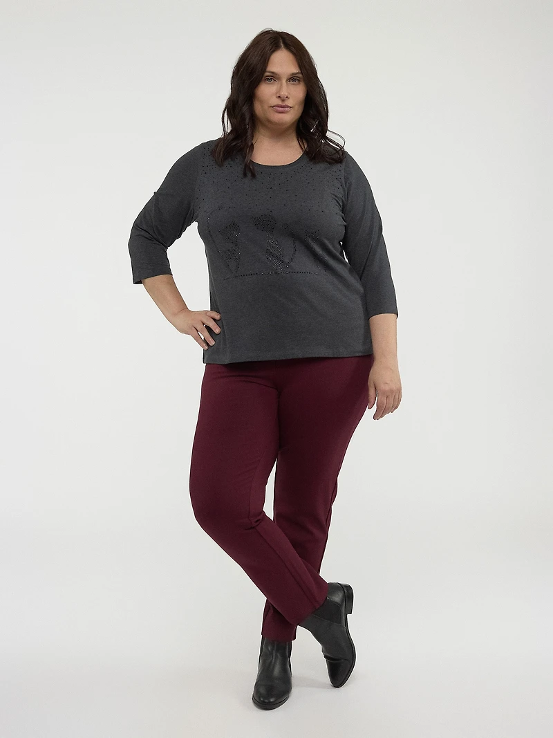 Long-sleeve semi-fitted t-shirt