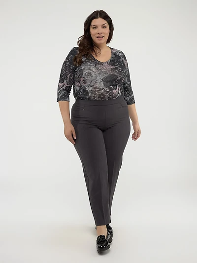 Pantalon habillé droit à enfiler - Petite