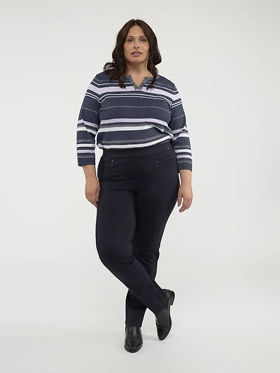 Pantalon droit ajusté en tricot à enfiler