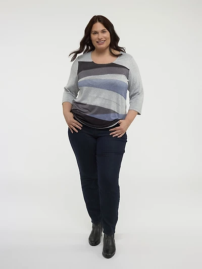 3/4-sleeve semi-fitted t-shirt