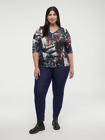 3/4-sleeve semi-fitted t-shirt