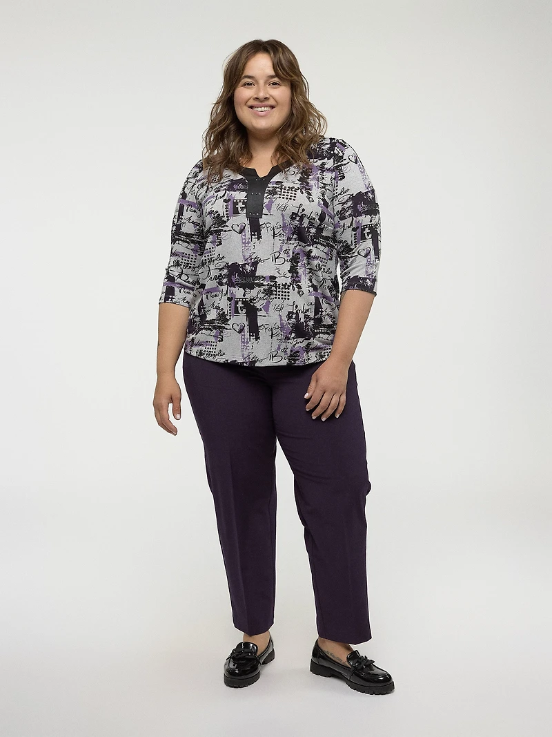 3/4-sleeve semi-fitted t-shirt