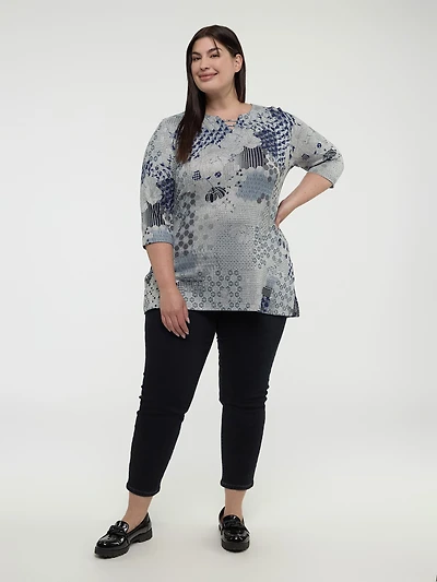 3/4-sleeve semi-fitted tunic