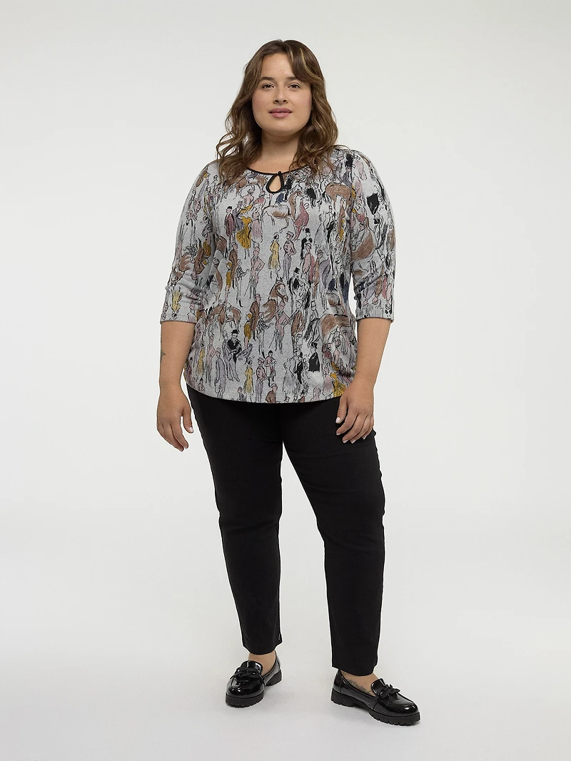 3/4-sleeve semi-fitted t-shirt