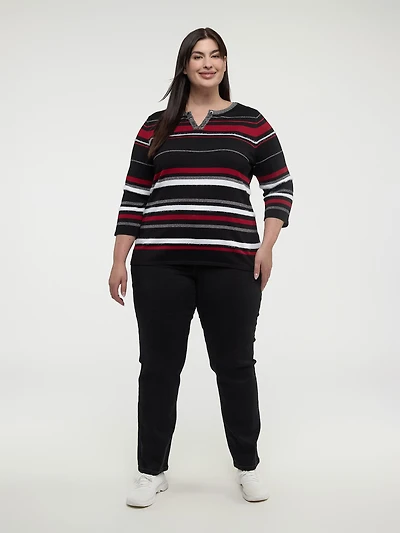 3/4-sleeve pullover sweater