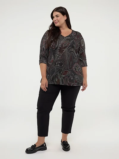 3/4-sleeve semi-fitted tunic