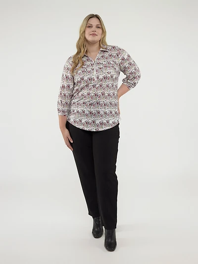 3/4-sleeve semi-fitted blouse