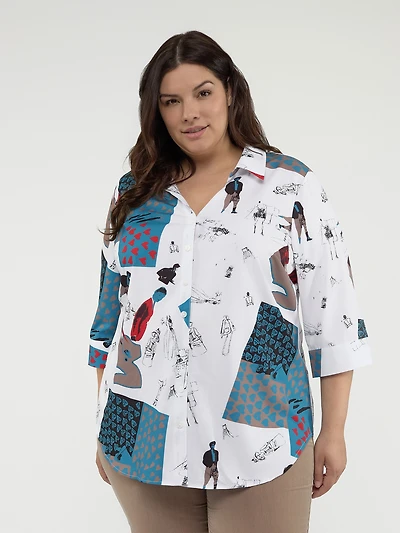 Blouse à manches 3/4 avec boutons