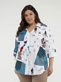 Blouse à manches 3/4 avec boutons
