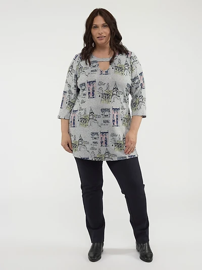 3/4-sleeve semi-fitted tunic