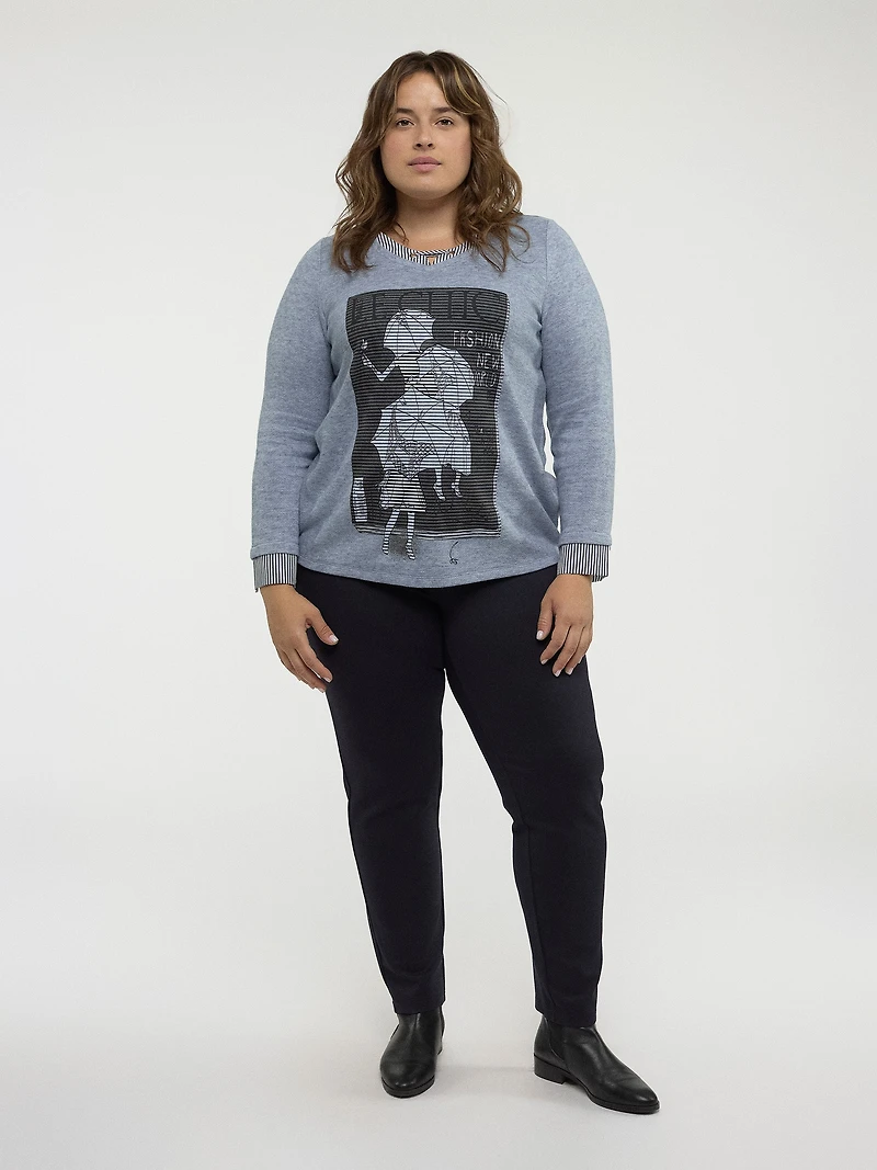 3/4-sleeve semi-fitted fooler tunic