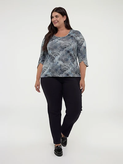 3/4-sleeve semi-fitted t-shirt