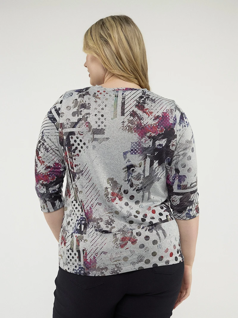 3/4-sleeve semi-fitted t-shirt