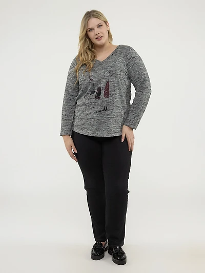 Long-sleeve semi-fitted t-shirt