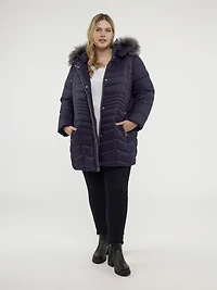 Semi-fitted mid-thigh coat