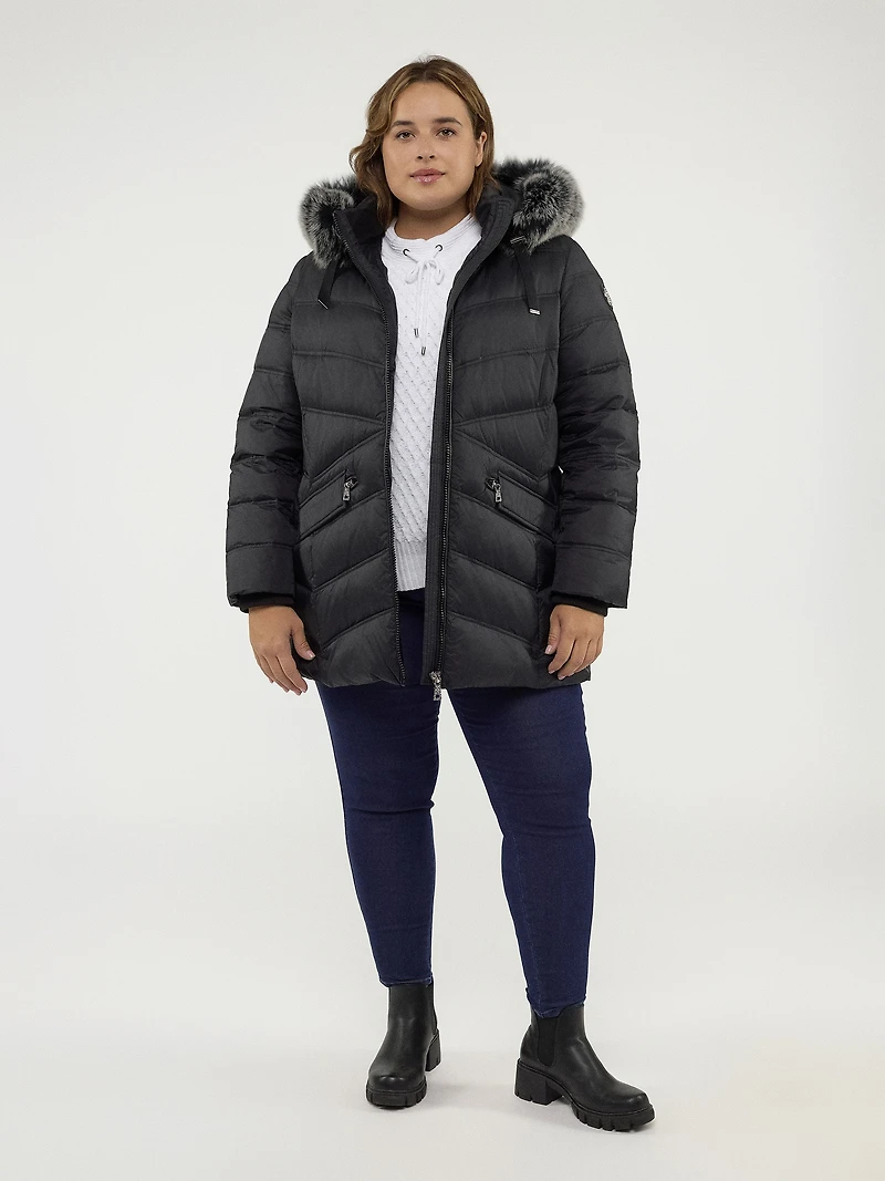 Semi-fitted mid-thigh coat