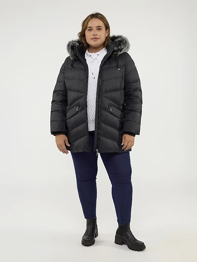 Semi-fitted mid-thigh coat