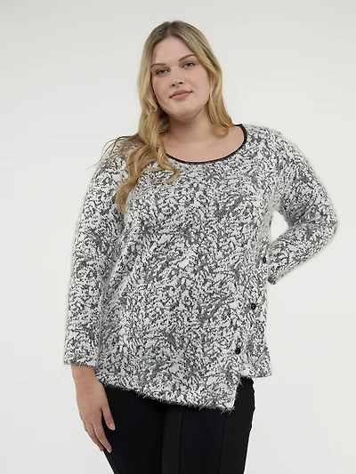 Long-sleeve semi-fitted knit tunic