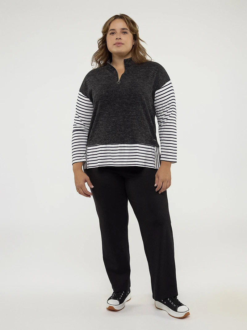 Haut trompe l'œil ample à manches longues