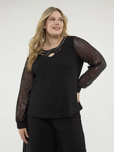 Long-sleeve flared  t-shirt