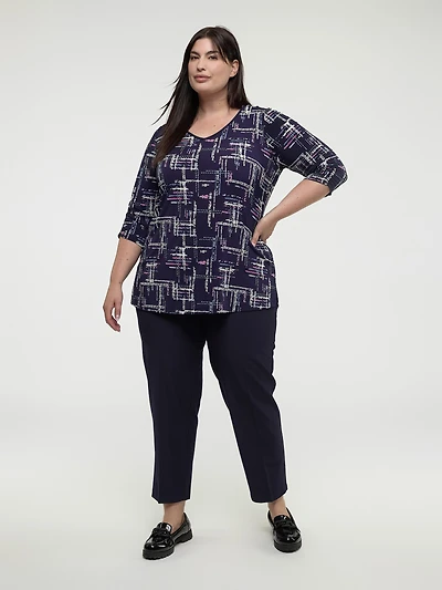 3/4-sleeve semi-fitted tunic