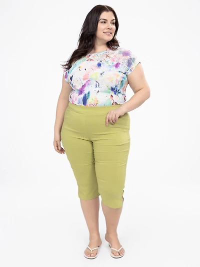 Straight fitted pull-on capri