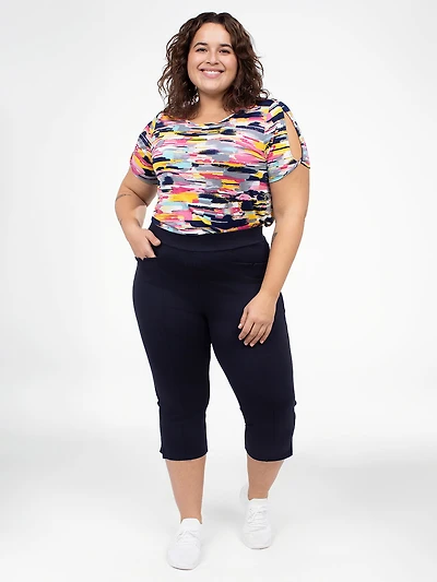 Skinny fitted knit pull-on capri
