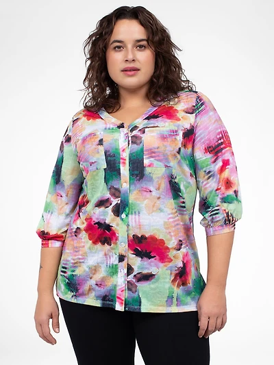 Blouse à manches 3/4 avec boutons
