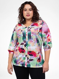 Blouse à manches 3/4 avec boutons