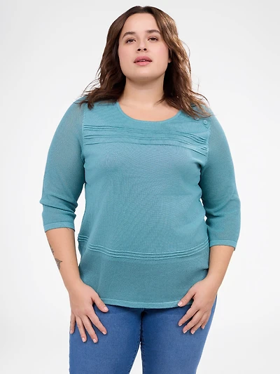 3/4-sleeve pullover sweater