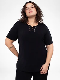 Short-sleeve semi-fitted tunic
