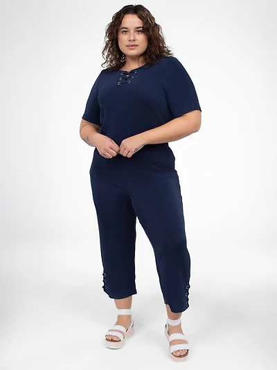 Pantalon droit 7/8 en tricot