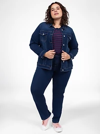 Long-sleeve semi-fitted denim jacket