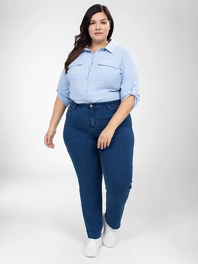 Straight semi-fitted jean