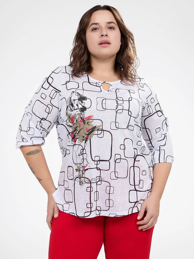 3/4-sleeve semi-fitted tunic