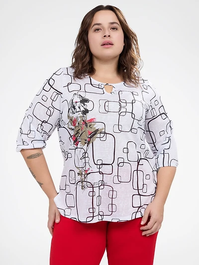 3/4-sleeve semi-fitted tunic