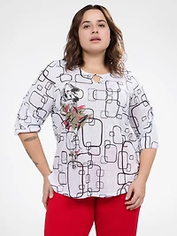 3/4-sleeve semi-fitted tunic