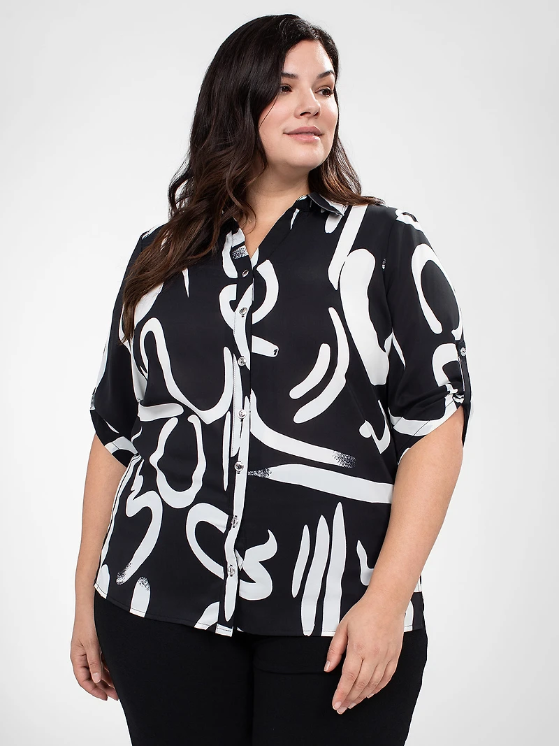 Blouse à manches 3/4 avec boutons