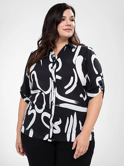 Blouse à manches 3/4 avec boutons