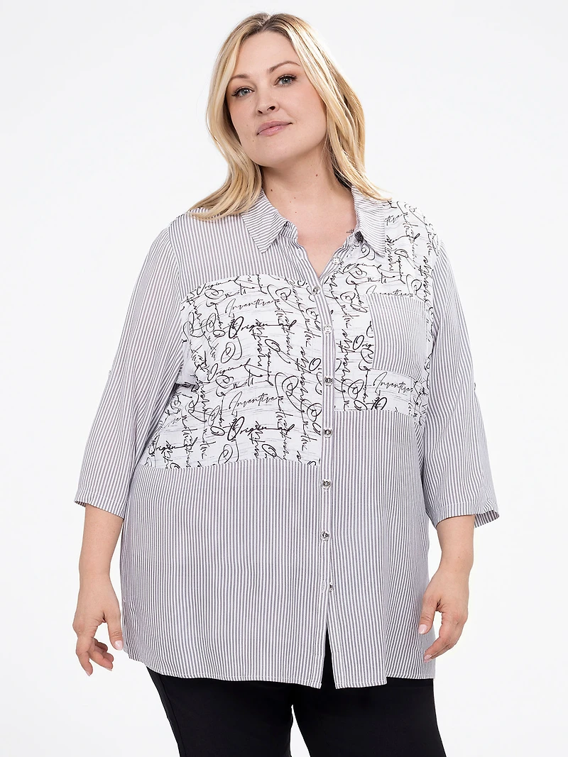 Blouse à manches 3/4 avec boutons