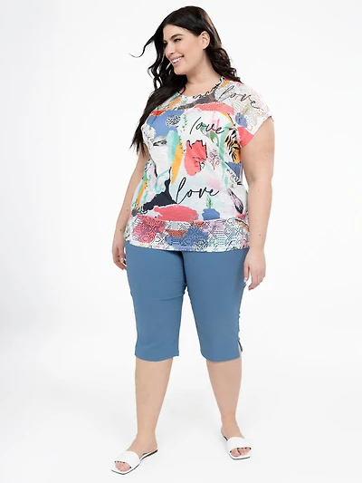 Straight fitted pull-on capri