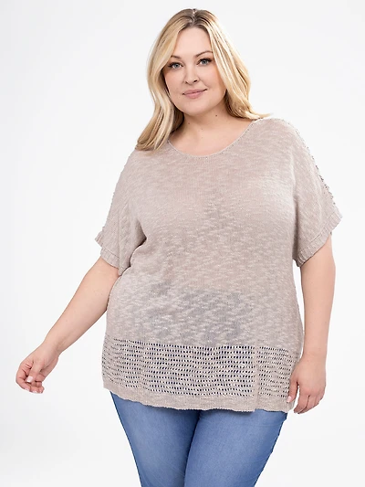 Short-sleeve loose pullover sweater