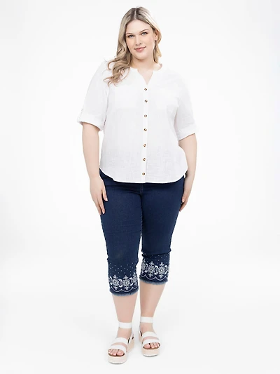 Capri en denim à enfiler