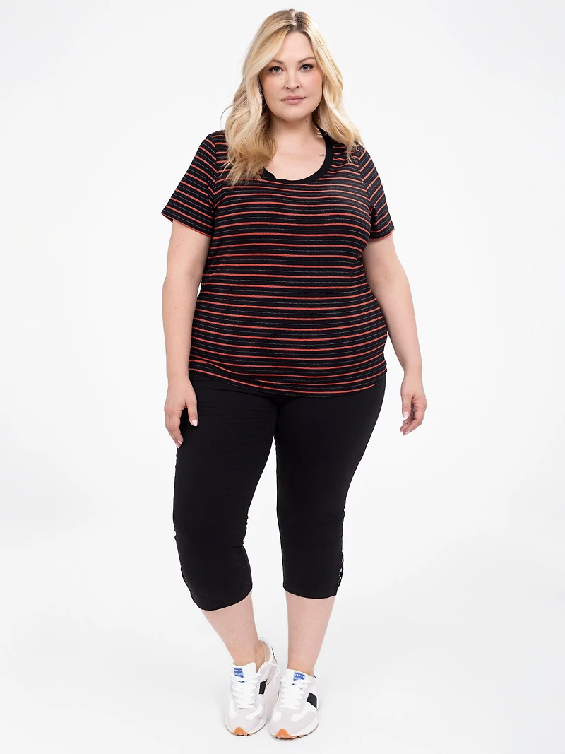 Skinny fitted knit pull-on capri