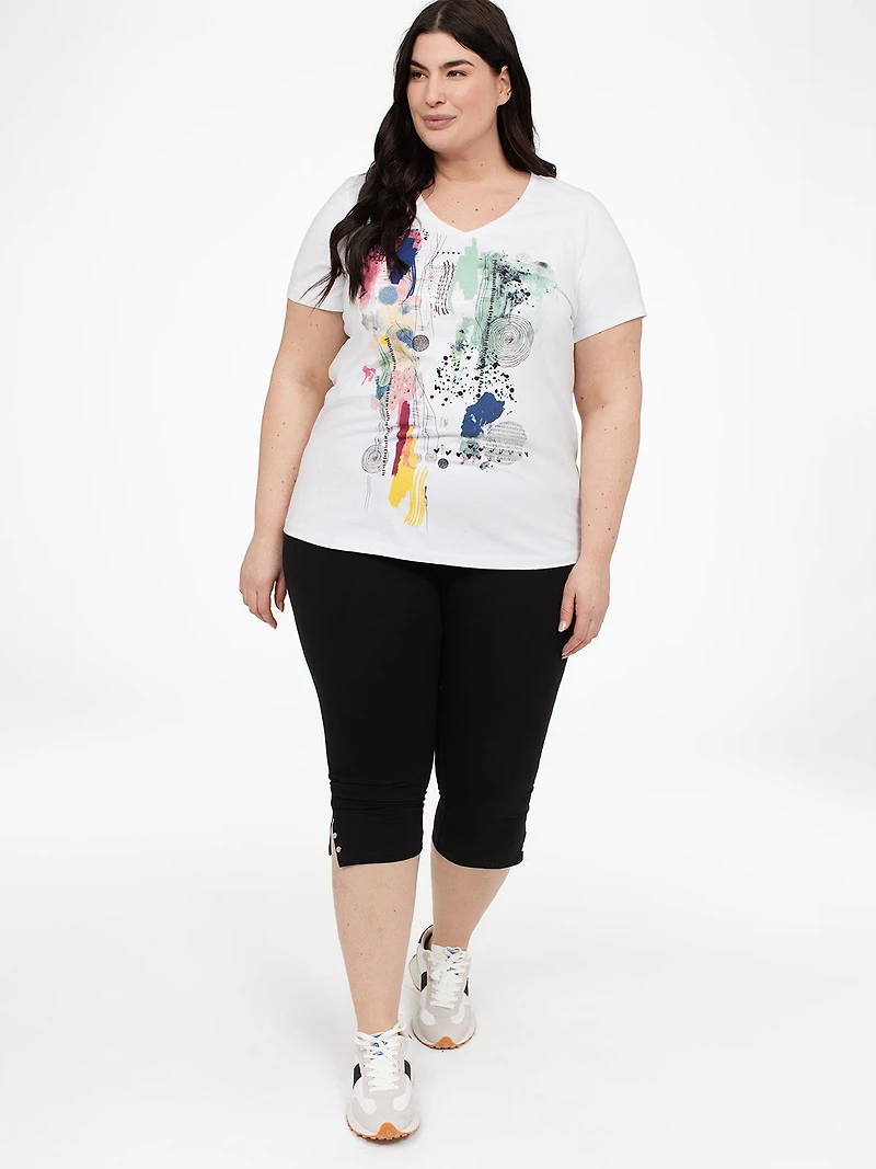 Skinny fitted knit pull-on capri